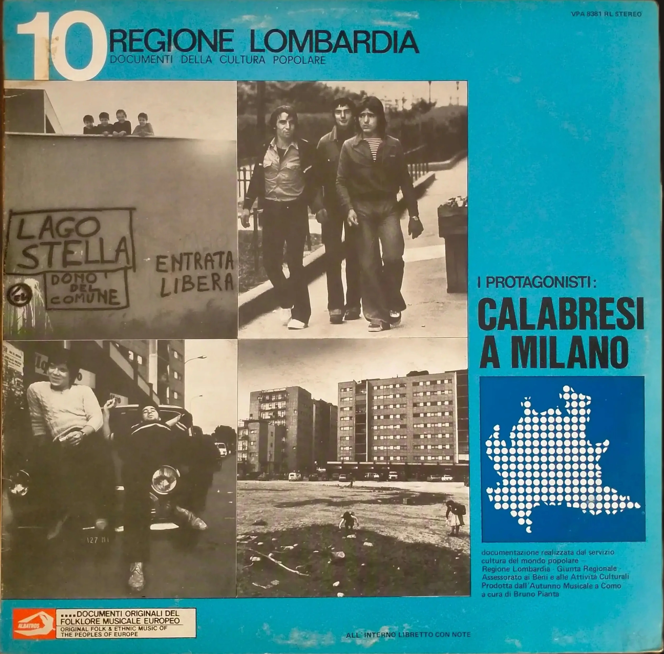 An image of the vinyl album cover by various immigrants from Calabria to Milano non-professional artists with pictures from the suburbs